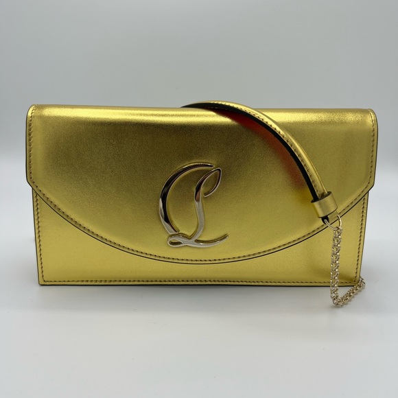 COPY - Brand New Louboutin Gold Clutch On Chain Loubi54 leather handbag - Picture 13 of 14
